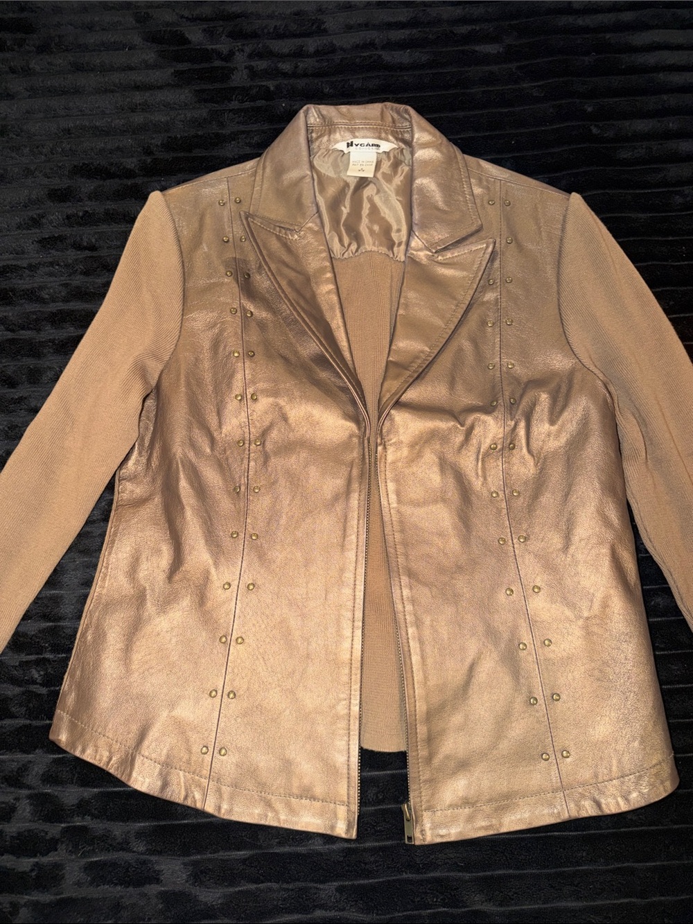 NyGARD vintage collection Metallic Bronze 100% leather Studded Women's Jacket
